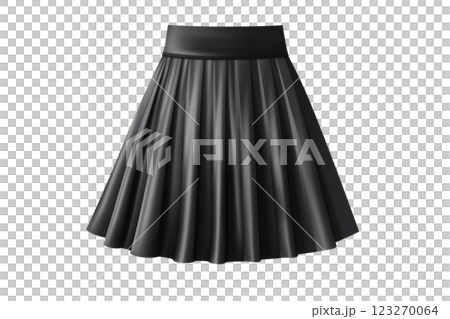 Short black realistic pleated black skirt. Generated AI 123270064