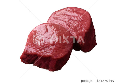 Raw beef eye steak round with salt, spices and herbs Raw beef eye steak round with salt, spices and herbs 123270145