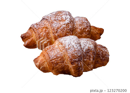 Fresh crispy sweet croissant with chocolate filling 123270200