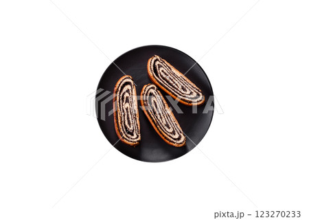 Sweet homemade roll with poppy seeds 123270233