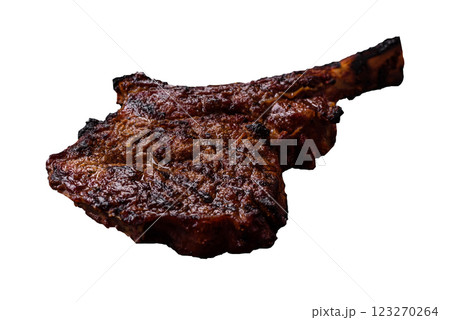 Grilled wagyu beef tomahawk steak with salt, spices and herbs 123270264