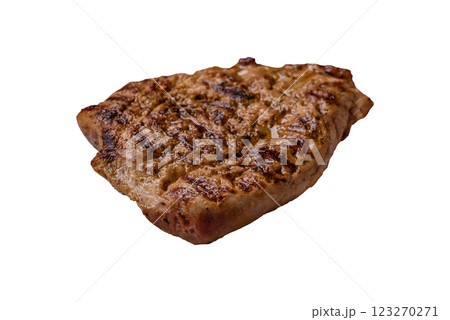 Grilled beef or pork steak with salt, spices and herbs 123270271
