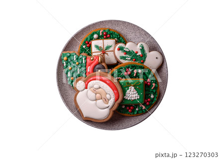 Homemade Christmas gingerbread cookies made as sweets Homemade Christmas gingerbread cookies made as sweets 123270303