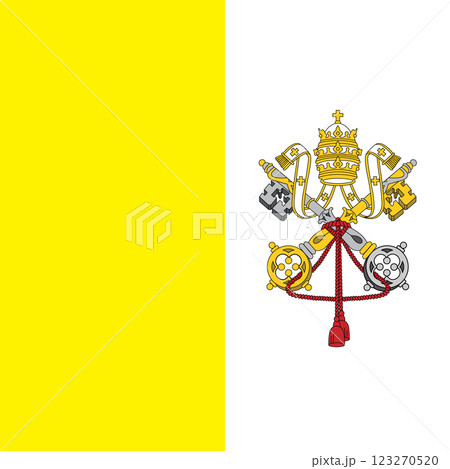 Official national flag of Vatican City State. High-resolution vector illustration of the official Vatican flag with Papal symbols and distinctive yellow and white colors 123270520