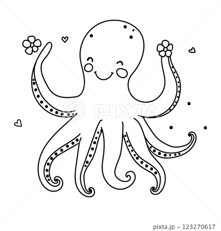 Funny happy octopus vector illustration. Funny happy octopus vector illustration. 123270617
