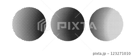 Halftone dot background set of round elements. hand drawing. Not AI, Vector illustration. 123271010