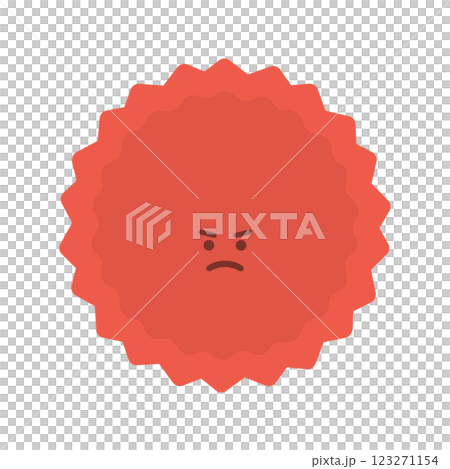 Image material of a virus or bacteria with a red jagged angry face, feelings of irritation and anger, etc. 123271154