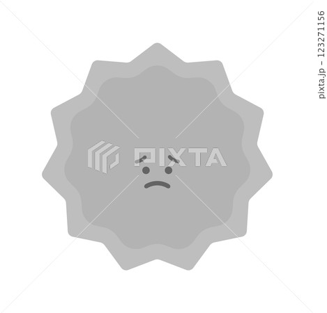 困り顔のグレーのギザギザした形のウイルスや菌、不安や心配、メンタルの不調など感情のイメージ素材 123271156