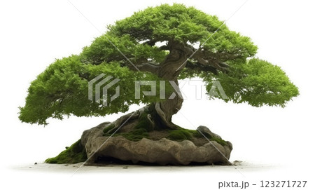 Beautiful bonsai plant in a stone chunk looks natural with isolated on white background. Beautiful bonsai plant in a stone chunk looks natural with isolated on white background. 123271727