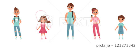 Boy and Girl in Different Age Vector Set 123273342