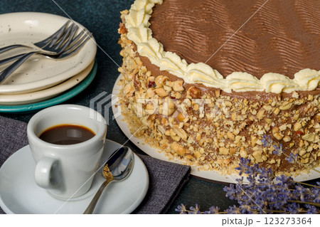 Homemade Kyiv cake. The known ukrainian bakery products . Selective focus. Homemade Kyiv cake. The known ukrainian bakery products . Selective focus. 123273364