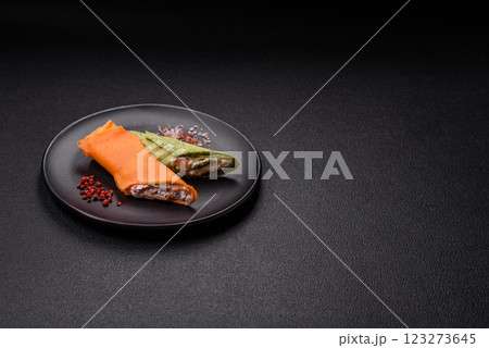 Crepes rolled with cream cheese sweet or sour 123273645
