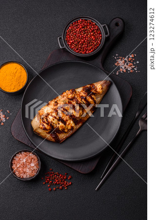 Grilled mackerel fillets with cheese, salt, spices and herbs Grilled mackerel fillets with cheese, salt, spices and herbs 123274612