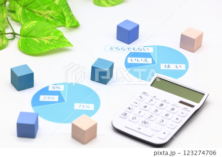 電卓とグラフのイメージ 123274706