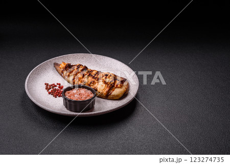 Grilled mackerel fillets with cheese, salt, spices and herbs Grilled mackerel fillets with cheese, salt, spices and herbs 123274735