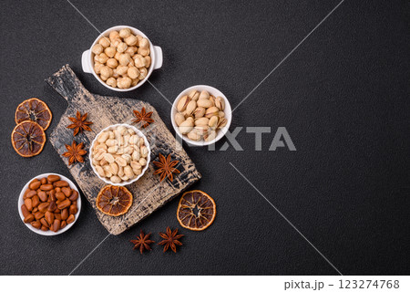 Delicious nutritious peanut in ceramic bowl 123274768