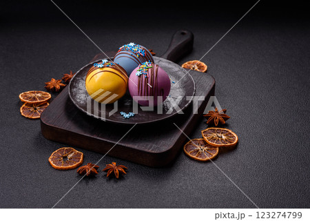 Sweet cocoa bombs with marshmallows and chocolate Sweet cocoa bombs with marshmallows and chocolate 123274799