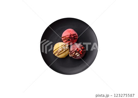 Delicious colorful asian mochi sweets with rice dough shell and fruit filling Delicious colorful asian mochi sweets with rice dough shell and fruit filling 123275587