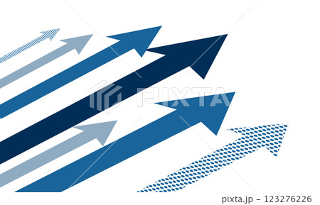 青い上向き矢印の背景イラスト　斜め上から見た図 123276226
