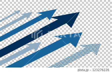 青い上向き矢印の背景イラスト　斜め上から見た図 123276226