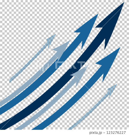 彎曲的藍色向上箭頭的背景插圖 123276227
