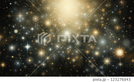 幻想的に輝くゴールドの星々が広がる夜空 123276843