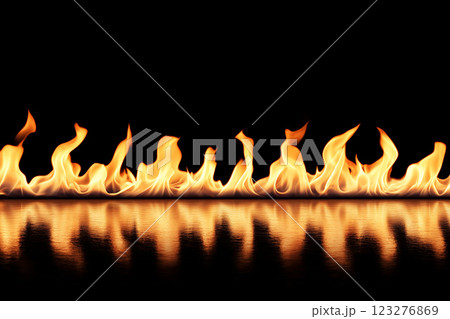 Stylish Flames Creating a Dramatic Blaze with Reflections on a Dark Background Stylish Flames Creating a Dramatic Blaze with Reflections on a Dark Background 123276869
