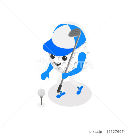 3D Isometric Flat Vector Set of Cartoon Sport Ball Mascot, Funny Cartoon Characters. Item 1 123276974