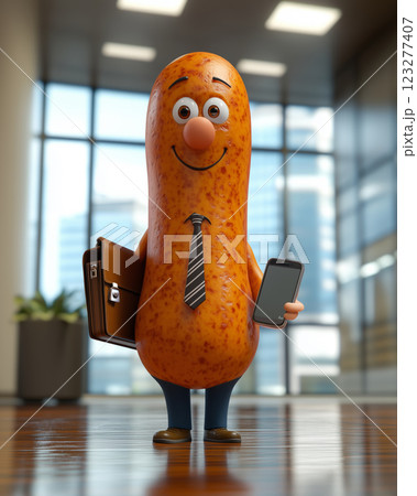 Bavarian sausage dressed for success in a modern office setting 123277407