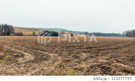 landscape. agricultural fields in winter 123277755