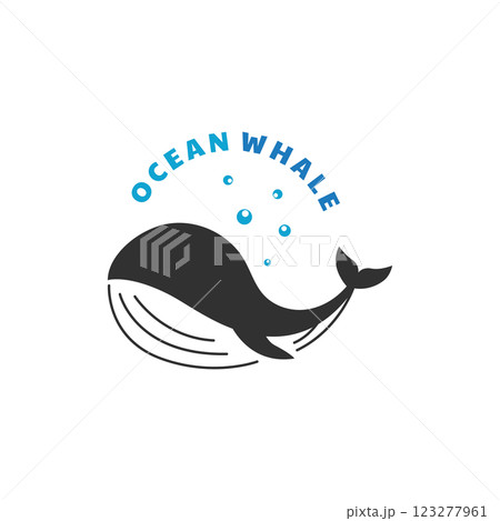 Vector Giant Whale Logo Minimalist Design Vector Giant Whale Logo Minimalist Design 123277961