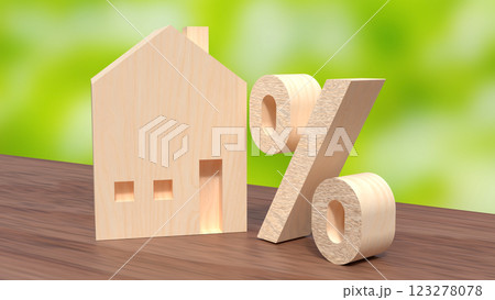 The House and percent for Property or Real estate concept 3d Rendering The House and percent for Property or Real estate concept 3d Rendering 123278078