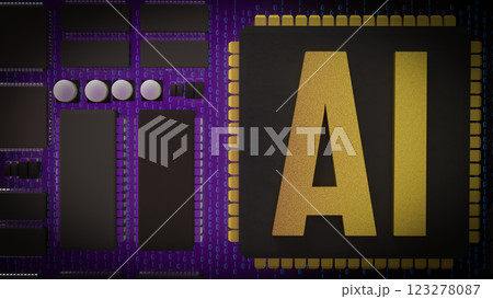 The Gold AI on Chip for Technology or IT concept 3d Rendering. 123278087