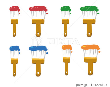 塗料、絵の具を付けた刷毛のイラストセット 123278193