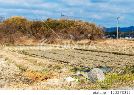 柳本飛行場跡南側防空壕跡と道端の石仏 123278315