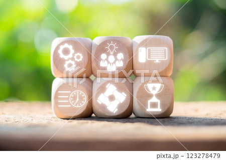 Diverse teams collaborate in a hackathon, developing innovative tech solutions in a vibrant, creative setting. 123278479