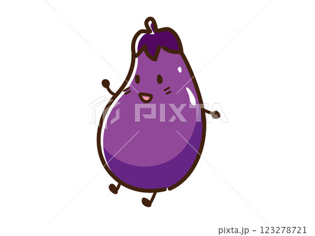 ナス　キャラクター　ゆるかわ 123278721