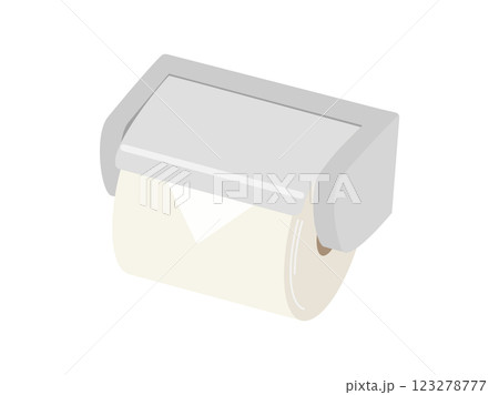 トイレットペーパーホルダーに設置されたトイレットペーパーのイラスト　三角折りバージョン 123278777