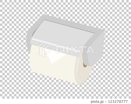 トイレットペーパーホルダーに設置されたトイレットペーパーのイラスト　三角折りバージョン 123278777