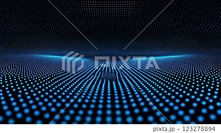 Abstract digital wave with glowing blue dots, futuristic technology and data visualization concept 123278894