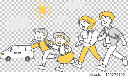 Illustration of a family going on a drive/traveling Illustration of a family going on a drive/traveling 123279196