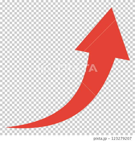 Red curved arrow illustration rising to the right Red curved arrow illustration rising to the right 123279207
