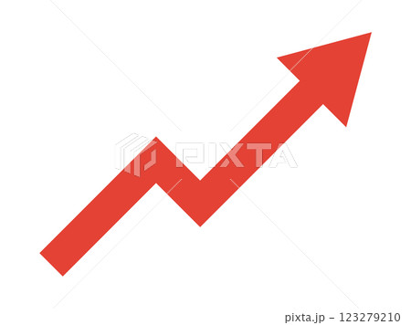 右肩上がりの赤い矢印イラスト 右肩上がりの赤い矢印イラスト 123279210