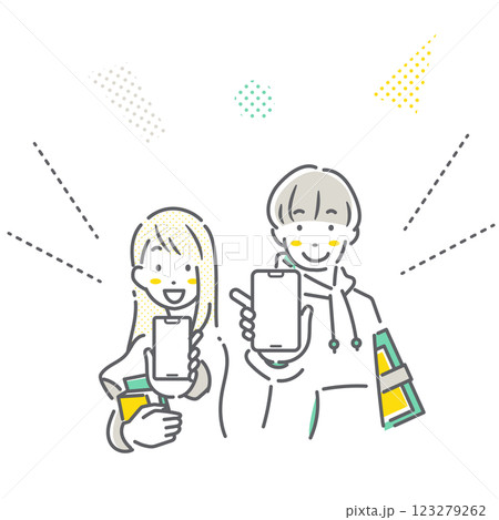 上手にスマホを活用する大学生 シンプルでお洒落な線画イラスト 上手にスマホを活用する大学生 シンプルでお洒落な線画イラスト 123279262