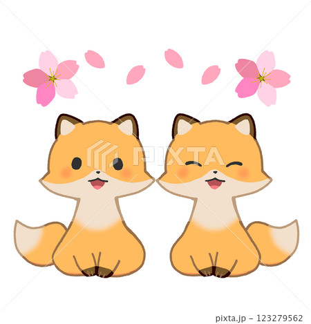 桜と2匹の狐 123279562