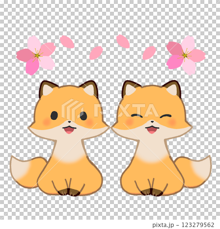 桜と2匹の狐 123279562
