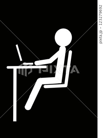パソコンを使う人のピクトグラム 123279692