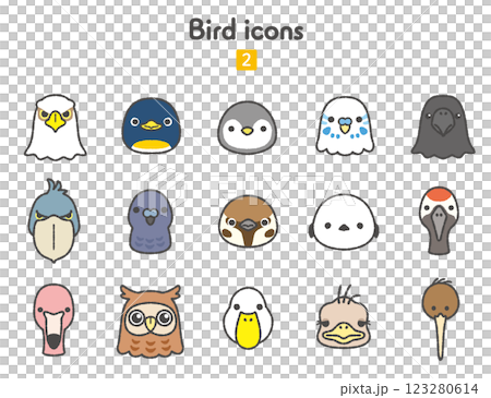Icon collection - Bird faces Icon collection - Bird faces 123280614