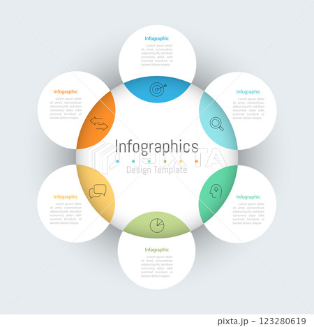 Infographic 6 options design elements for your business data. Vector Illustration. 123280619