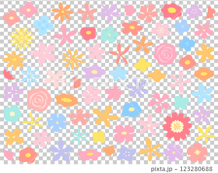 Set of hand-drawn colorful floral illustrations 123280688
